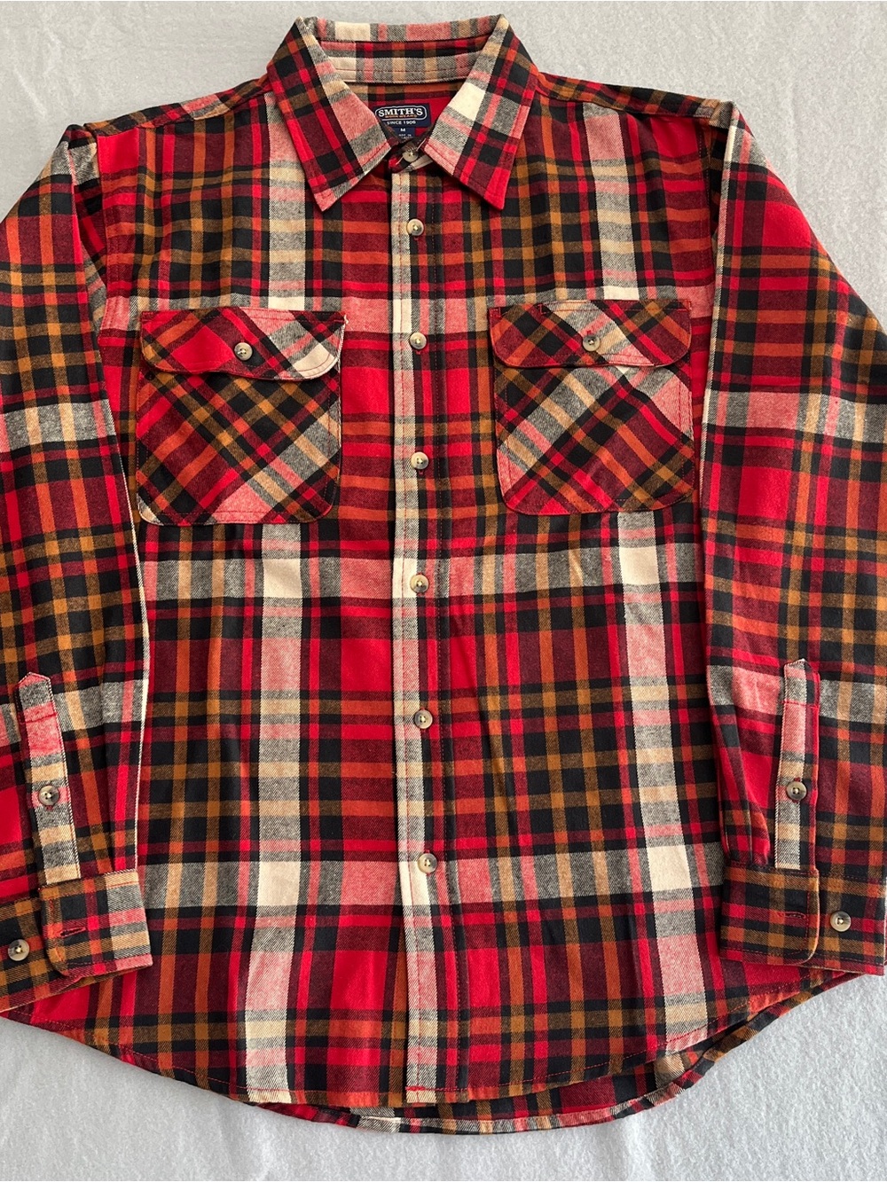 NWT SMITH’S GARAGE Red Plaid Flannel Work Shirt - Classic Men's Button-Up
